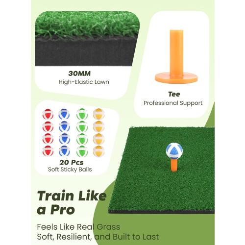 Golf Chipping Game with 6 x 6 FT Large Target Mat Training Set | 2 Adjustable Clubs, Sticky Balls, Scoreboard for Adults & Beginners, Backyard Fun, Indoor Outdoor Play, Party Activities