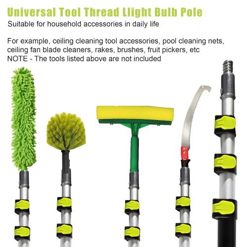 4 Pcs Aluminum Telescoping Changer with Pole, 3 FT to 12 FT Changer for High Ceilings, Light Bulb Changer Pole with Basket and Suction Cup, Light Bulb Removal Tool for Indoor and Outdoor