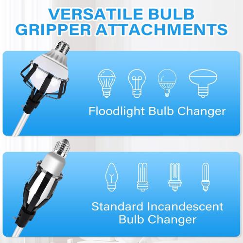 18FT Reach Light Bulb Changer for High Ceilings,12FT Telescopic Extension Pole for Ceilings and Recessed Lights,High Reach Light Bulb Changer with Baskets and Suction Cup,Light Bulb Removal Tool
