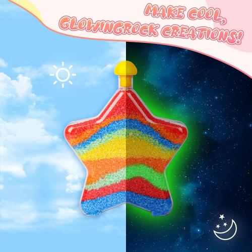 MAGICACORN Glow Sand Art Kit – DIY Craft for Kids Ages 5-12, Fun Creative Gift (Star Bottle)