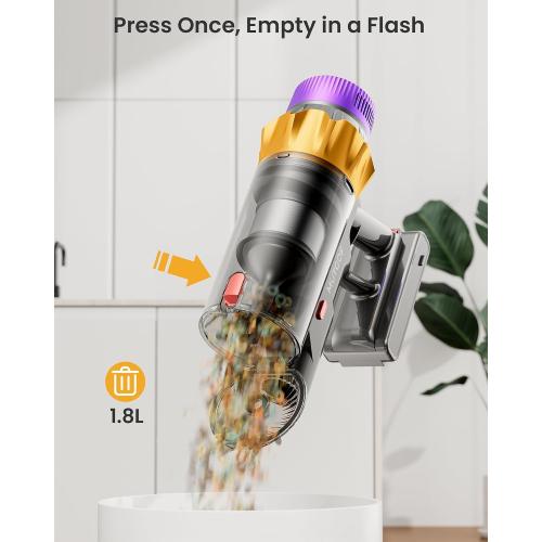 Cordless Vacuum Cleaner, 550W 45KPA 70 Mins Vacuum Cleaners for Home, Self-Standing Cordless Vacuum with Charging Dock Station, LED Display, Upgraded Anti-Tangle Stick Vacuum for Pet Hair/Carpet/Floor