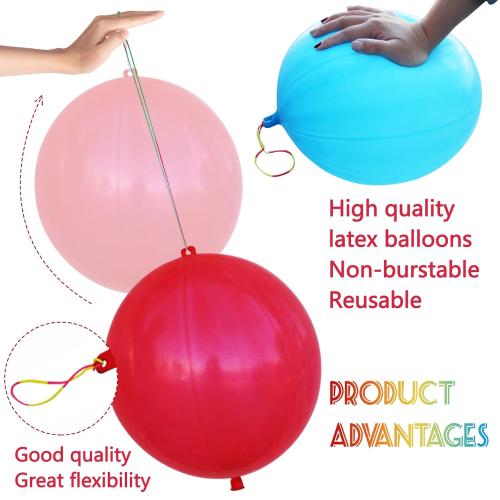30Pcs Punch Balloons, Thickened Neon Punching Balloon Heavy Duty Party Favors for Kids with Rubber Band Handle, Bouncy Balls for Birthday Weddings Goodie Bag Stuffer Supply