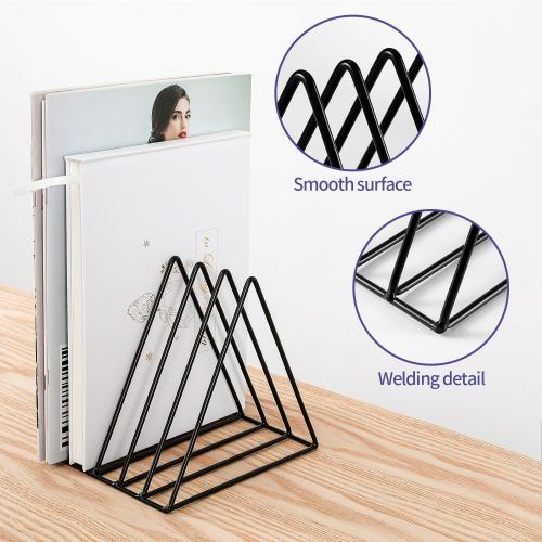 Goiio 2 Pcs Triangle File Holder, 5 Slot Metal Magazine Holder, for Office Home, Black