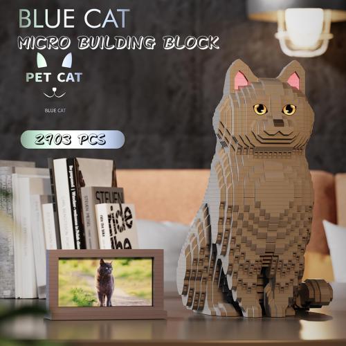 Animal Cat Series Shorthair Blue Cat Micro Building Blocks Set(2903PCS) Gift for Adults and Kids