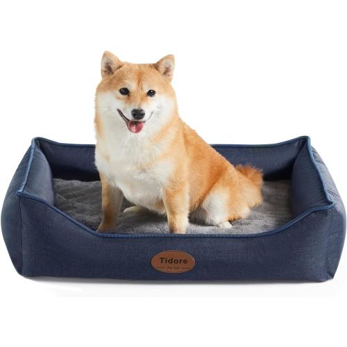Orthopedic Dog Beds for Medium Dogs, Durable Egg Crate Foam Sofa Dog Bed wit Washable Removable Cover,Waterproof Lining,Pet Bed for Large Dogs (Navy Blue, 26.4 L x 21.7 W x 6.2 Th)