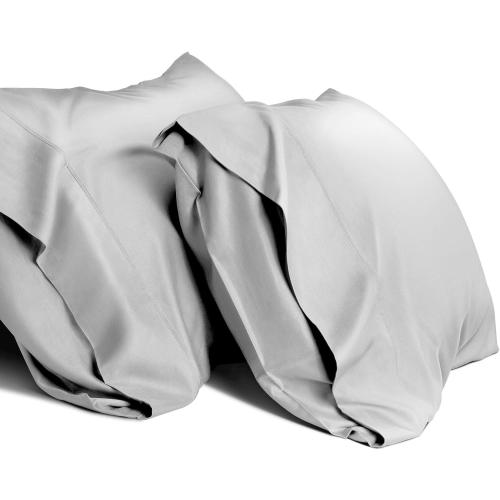 Cooling Queen Pillowcases Set of 2 Breathable Cool Silky Soft Rayon Derived from Bamboo Fabric, Moisture Wicking for Hot Sleepers, Hair and Skin Friendly, Light Gray, 2 Pack, 20x30IN