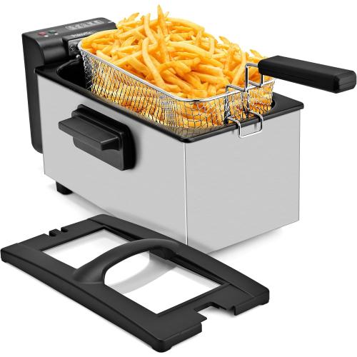 Pukomc Deep Fryer 3L Capacity,1500W Oil Fryer with Adjustable Temperature