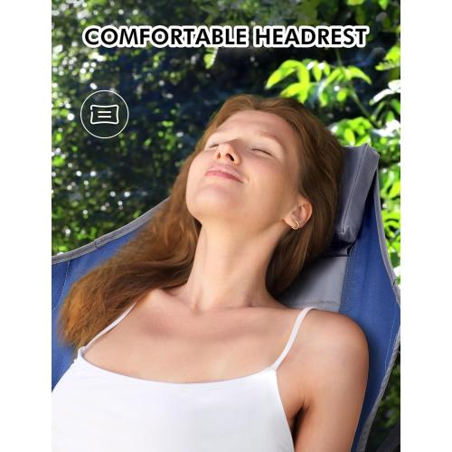 Hammock Camping Chair - 3 Heights Portable Hammock Chair Camping with Adjustable Backrest, Headrest, Padded Seat, Cup Holder - 450 LBS Heavy Duty