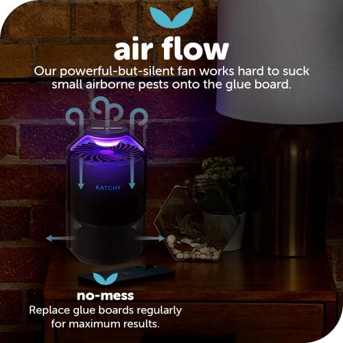 Katchy Original and Midnight Glue Board Refills (4 Pack) – Catcher & Killer for Mosquito, Gnat, Moth & Fruit Fly – Indoor Flying Insect Trap Glue Board Refills – Non-Zapper Traps for Buzz-Free Home