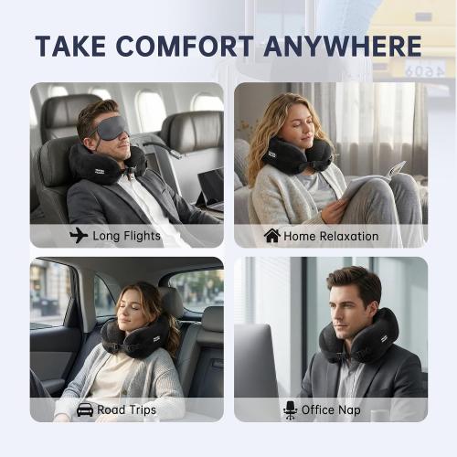 Travel Neck Pillow Memory Foam Adjustable Clasp for Airplane | Ergonomic Support, Removable Washable Cover, Portable Travel Bag. Ideal for Car, Office & Long Flights. Green❗❗❗❗