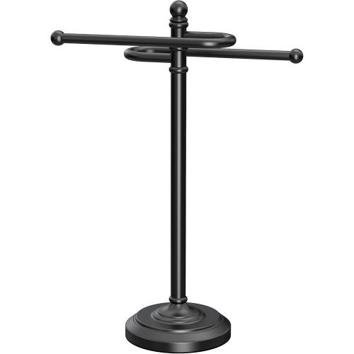 Gatco 1546MX Modern Round Base Freestanding Countertop S Style Towel Holder, Matte Black / 14.25 H x 8 W S-Shape Countertop Towel Rack/Hand Towel Holder for Bathroom, Kitchen