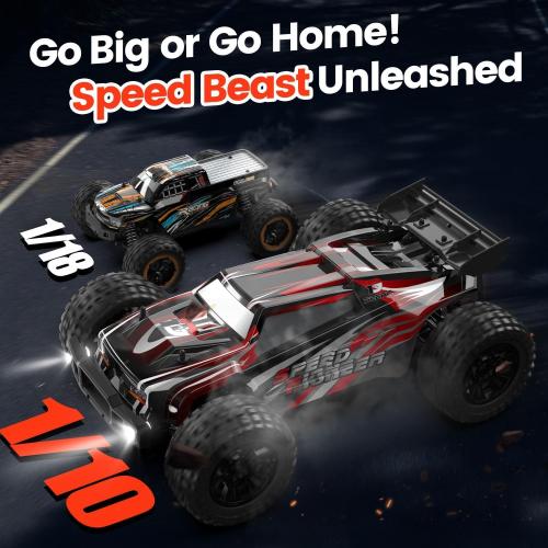 DEERC 9206E DIY Extra Shell 1:10 Scale Large RC Cars,48  KM/H Hobby Grade High Speed Remote Control Car for Adults Boys,All Terrain 4WD 2.4GHz Off Road Monster RC Truck with 2 Battery for 40  Min Play