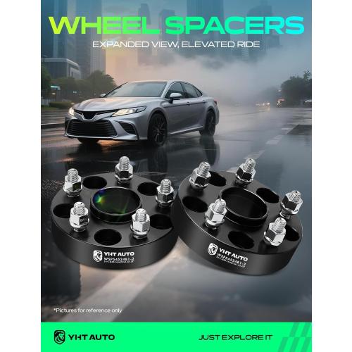 YHTAUTO 5x4.5 Hub Centric Wheel Spacers 1.25 Inch Fits Toyota, Lexus & Scion Models, Camry, RAV4, Avalon, tC xB, RX ES Series, 5x114.3mm 5 Lug Tire Spacers w/ 12x1.5 Studs 60.1 mm Hub Bore, 2 PCS Blac