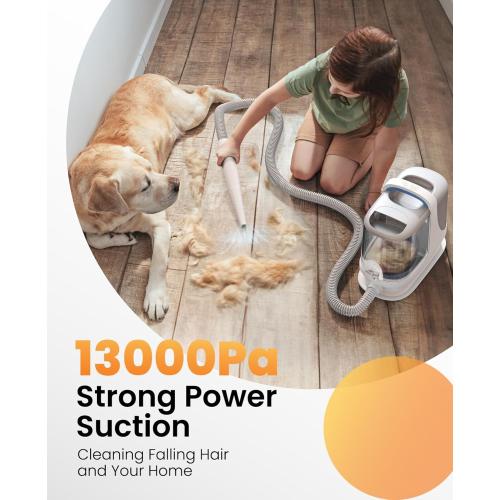 BLACK oneisall Dog Grooming Vacuum, 13000Pa Powerful 3L Dust Cup Pet Grooming Vacuum with Dog Clippers & Shedding Brush 7 Dog Grooming Kit, 3L Dust Cup, Super Quiet, 3 Suction Levels, BM3