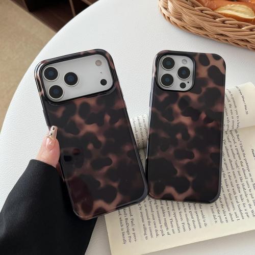 Compatible with iPhone 17 Pro Case Tortoise Shell Phone Case for Women Girl Shockproof TPU and Hard PC Protective Cover - Amber Brown Leopard