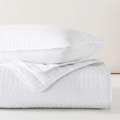 ROARINGWILD White Queen Size Quilt Bedding Sets with Pillow Shams, Full Lightweight Soft Bedspread Coverlet, Quilted Blanket Thin Comforter Bed Cover for All Season, 3 Pieces, 90x90 inches