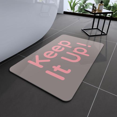 Bath Mat, Bathroom Mat Rugs Super Absorbent Shower Mats Non Slip Quick Dry Thin Rubber Mats for Bathroom Floor Fit Under Door, Shower Rug for Bathtub, Shower, Beige