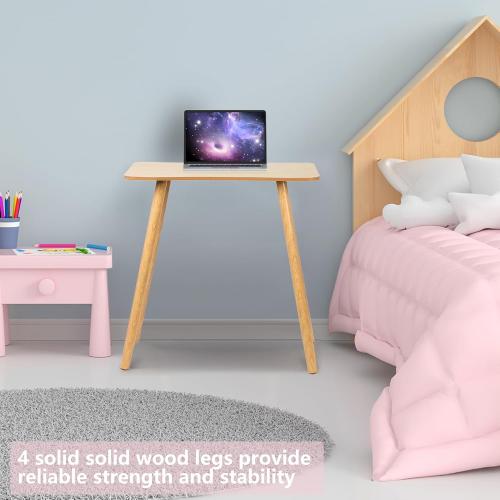 Computer Desk 29 Inch High Writing Study Work Table Office Desk Ergonomic Design Modern Home Office Study Desk, Student Small Writing Table, with Solid Legs, Spacious Desktop Wooden Color