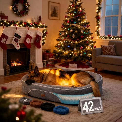 OhGeni Orthopedic Big Dog Couch Pet Sofa Cat Beds with Comfort Foam Support, Soft Comfortable Fabric, Machine Washable Waterproof Removable Cover, (Gray)