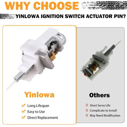 Yinlowa Ignition Switch Actuator Pin Assembly - Fits Jeep Wrangler 1997-2006, Liberty 2002-2007, Grand Cherokee 1999-2004, Dodge Neon, Chrysler PT Cruiser - Replace 4690492AB 924-704 4664099