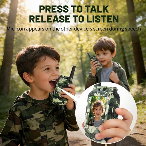 Walkie Talkie for Kids with Video: 2 Pack Rechargeable Toddler Toys with HD Camera & Voice Changer, Long Range Gift Toys for Boy & Girl Age 3-8 for Outdoor Play, Camping, 500m Range
