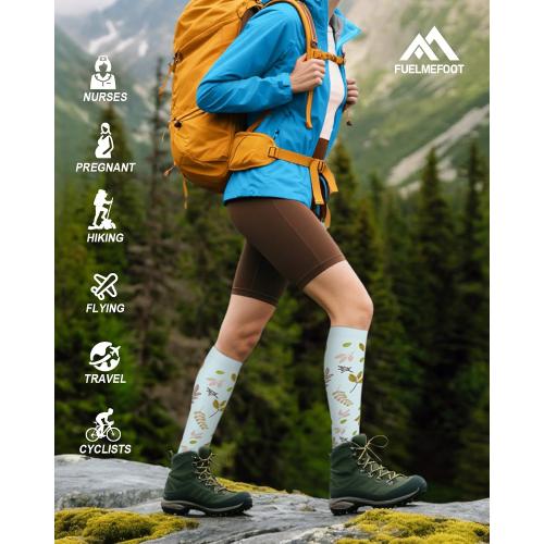 6 Pairs Compression Socks for Women & Men 15-20mmHg Graduated Support Knee High Socks for Nurses, Travel, Athletic