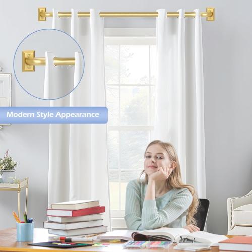 Gold Wrap Around Curtain Rods 2 Pack:Blackout Heavy Duty Adjustable Window Curtain Rod for Bedroom Kitchen,Modern Decorative Curved French Metal Drapery Rods Easy Install,Brushed Gold 48-90