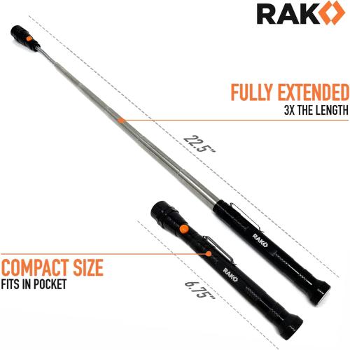 RAK Magnetic Pickup Tool Gifts for Men - Telescoping Magnet with LED Flashlight and 22 Inches Extendable Neck, Cool Gadgets Stocking Stuffer Holiday Christmas Gifts for Dad, Husband, Grandpa, Handyman