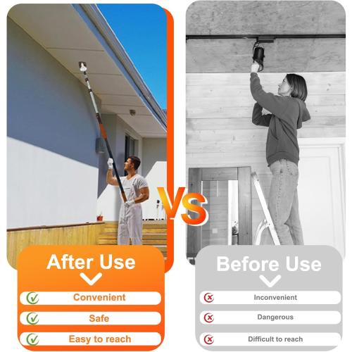 Size 26FT Reach Light Bulb Changer for High Ceilings, Light Bulb Changer with Baskets and Suction Cup for Recessed Lights with 5-20FT Telescoping Extension Pole