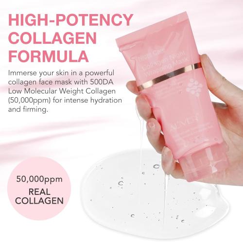 Collagen Overnight Wrapping Peel off Face Mask, Collagen Night Wrapping Mask, Elasticity & Hydration for Glass Skin, Reduce Fine Lines & Dullness, Anti-Aging Korean Skin Care