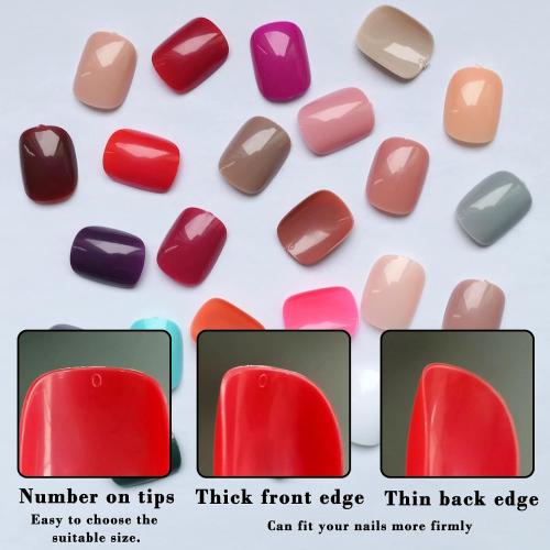 LoveOurHome 576pc Round Square Press on Nails Short Fake Nails, XS Short Press on Nails Squoval Acrylic Nails Tips Full Cover, Gel Artificial Fingernail False Presson 24 Colors for Kids Girls Women
