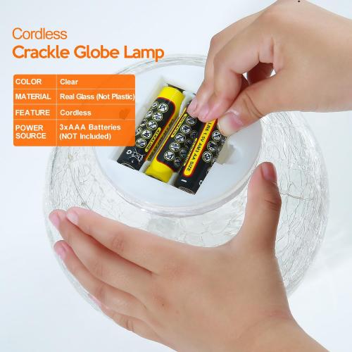 Crackle Glass Ball Cardinal Light Up Red Bird Stained Glass Christmas Decor Accent Lamp, Lighted Globe Table Orb Night Light, Mother's Day Gifts, LED Sphere Desk