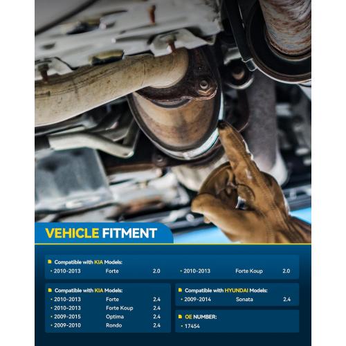 PHILTOP Front Exhaust Manifold Catalytic Converter Compatible with Hyundai Kia, 2009-2014 Sonata 2.4L, 2009-2015 Optima 2.4L, 2009-2010 Rondo 2.4L, 2010-2013 Forte/Forte Koup 2.0L/2.4L(EPA Compliant)