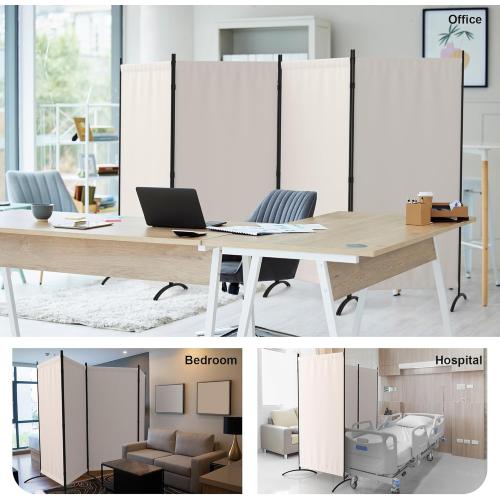 Room Divider, 4 Panel Privacy Screens, 135” Portable Room Dividers with Metal Feet, 6FT Folding Partition Divider for Room Separation LightweightWall Divider Screen for Bedroom Office (Beige)