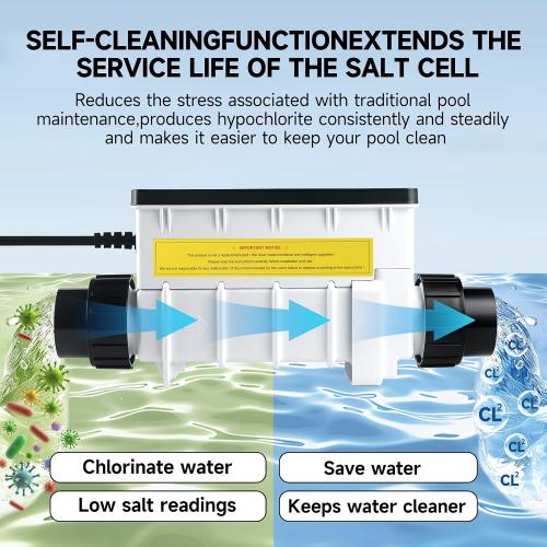 EC-520555 Salt Chlorine Generator fits Pentair IC40 40000 Gallon | Replaces 520555 Pentair IntelliChlor IC40 pool system,fits up to 40000-gallon pools，auto polarity self-clean, digital display