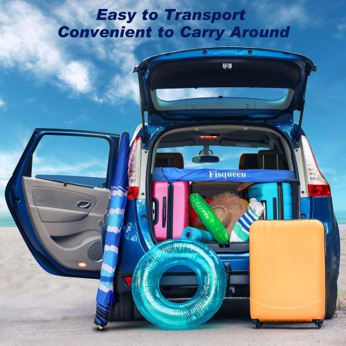 8FT Large Beach Umbrella with Level 7 Wind Resistance, Sand Anchor, Portable Outdoor Umbrella with UPF50  UV Protection, Tilt Sun Shelter for Beach, Patio, Yard