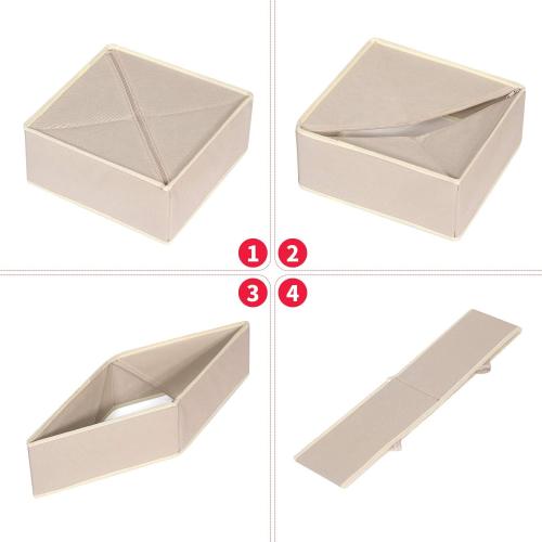 DIOMMELL 13 Pack Foldable Cloth Storage Box Closet Dresser Drawer Organizer Fabric Baskets Bins Containers Divider for Clothes Underwear Bras Socks Lingerie Clothing,Beige 245