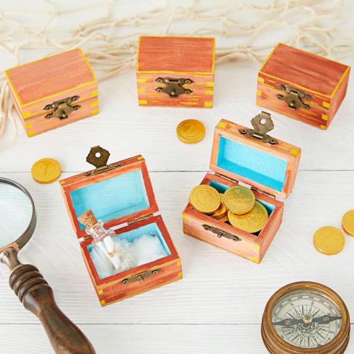 Juvale Wooden Boxes - 12-Pack, 2.3 x 1.5 x 1.5 In Natural Pinewood - Unfinished Wood Box With Hinged Lid & Metal Clasp for Crafts & Mini Treasure Chests