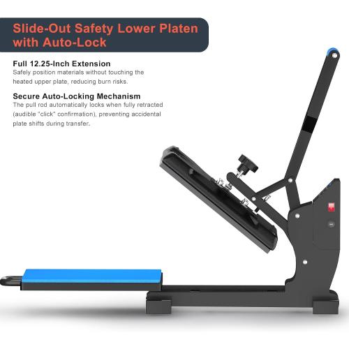 Delclynee 15 x 15 Slide Out (12.25) Heat Press Machine for T Shirts, Clamshell Pull Out Lower Platen, Industrial-Quality Digital Sublimation Printer for Heat Transfer Vinyl