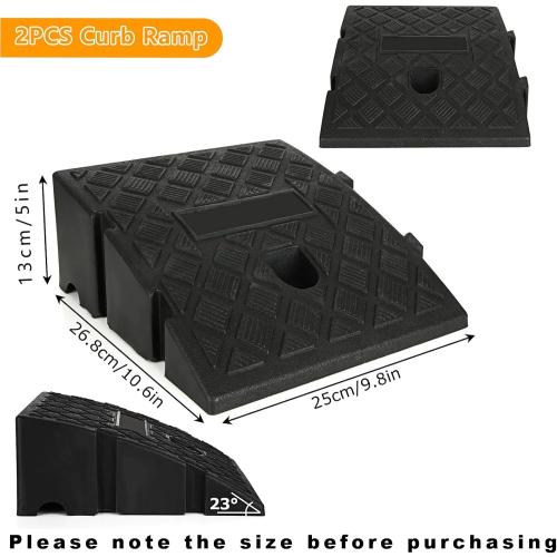2PCS Driveway Curb Ramps 5 Rise Height Curb Ramp Interlock Curb Ramps for Driveway Low Cars Vehicles SUV Truck Motorcycle Wheelchair Bike