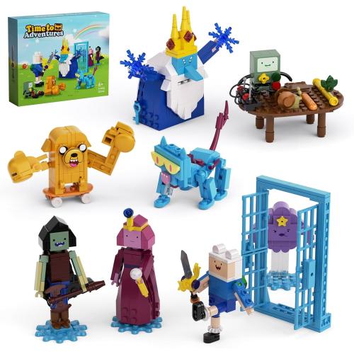 Adventure Building Set- BMO Finn Ice King Bubblegum Marceline Lumpy Space Skateboard dog Devil Cat with Table and Door Building Block Compatible with Lego，for Adventures Cartoon Fans （589pcs）