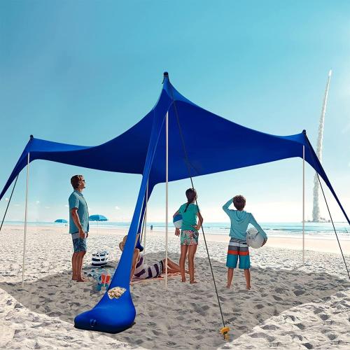 Beach Tent Sun Shelter with Sand Shovel Tent Stakes&Stability Poles Beach Canopy Sun Shade UPF50  for Camping Trips Fishing Backyard Fun Picnics (10X10 ft)