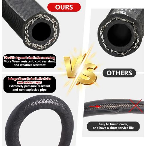 Black and Red NAINAI 3/8 Kink Resistant Pressure Washer Hose,Industrial Grade Double Layer Steel Braided & NonMarking Rubber for Hot/Cold Water Power Washer Hose With 3/8 Inch Quick Connector,4200PSI Length unknown