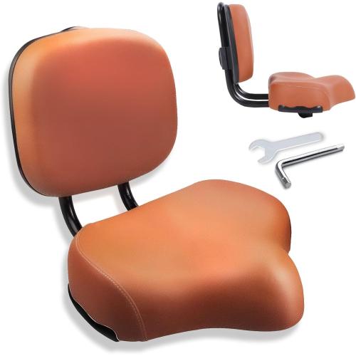 Oversized Electric Scooter Saddle with Backrest - Comfortable Wide Bike Seat Cushion Replacement, Extra Wide Bicycle Seat Wing Ergonomic Design, Shock Absorbing, Waterproof, Universal - missing screws