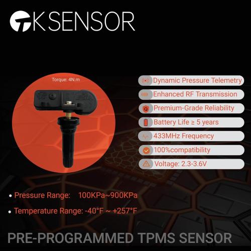 TPMS Sensors Compatible with Jeep, Dodge, Ram, Chrysler, and Fiat – 433MHz Tire Pressure Monitoring System – Replaces #56029398AA, 56029398AB, 68241067AA, 68241067AB, 68402371AA, 68464665AA (1 Pack)