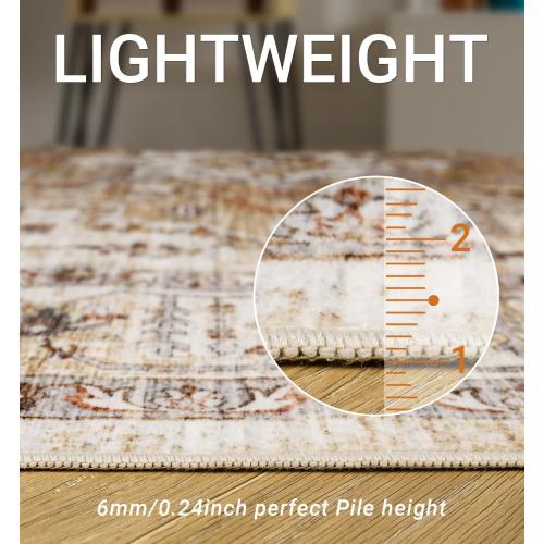 Washable Area Rug 8x10, Large Soft Rugs for Living Room Stain Resistant Non-Slip Backing Rugs for Bedroom, Vintage Clearance Large Area Rug (Turmeric/Grey,8'x10')