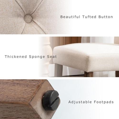 COLAMY Tufted Upholstered Dining Chairs Set of 2, Accent Parsons Chairs with Solid Wood Legs and Padded Seat, Beige
