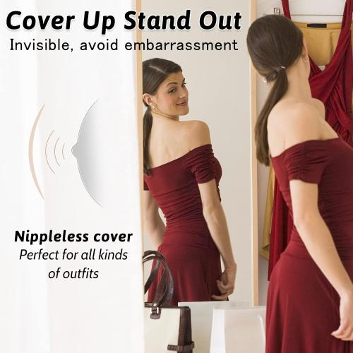 Shintrend Nipple Cover for Women: Silicone Breast Lift Pasties 5.1inch Reusable Adhesive Sticky Bra with Bob Tape