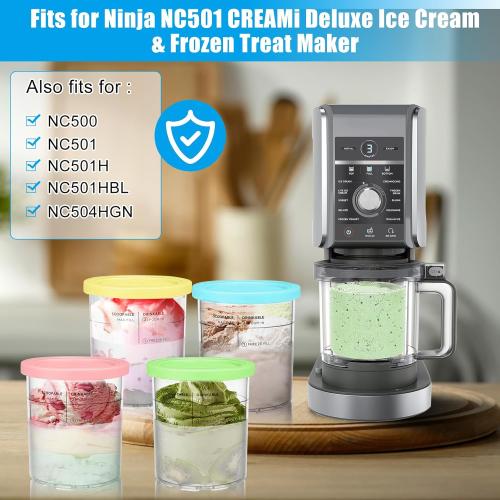 Pints for Ninja Creami Deluxe,for Ninja NC500 NC501 Creami Deluxe Pints and Lids 4 Pack 24 oz Creamy Ice cream Containers Cups Canisters, Compatible with Ninja Ice Creami Deluxe Ice Cream Makers
