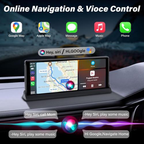Carplay Screen for Car 10 Car Tablet Pro Max 2025【Unique Bracket】 w Googel/Siri Voice Control Wireless Apple Car Play Screen & Android Auto Screen w Mirror Link Videos Bluetooth/FM/AUX